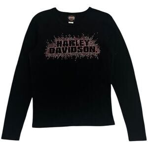 Harley Davidson Black Out Sequin Pop Long Sleeve Top
